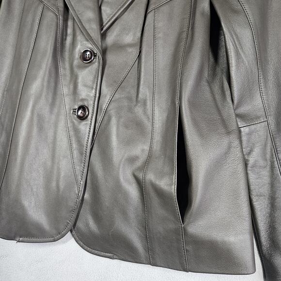 Worthington Leather Lambskin Jacket Women's Size Medium Dark Brown Lined Pockets - Picture 4 of 13